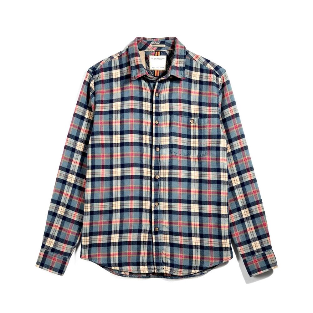 Denim & Flower Ricky Singh Long Sleeve Flannel Button Down Shirt Tartan Plaid L